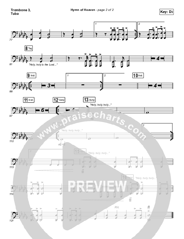 Hymn Of Heaven (Live) Trombone 3/Tuba (Bethel Music / Brian Johnson / Zahriya Zachary)