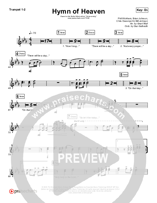 Hymn Of Heaven (Live) Trumpet 1,2 (Bethel Music / Brian Johnson / Zahriya Zachary)