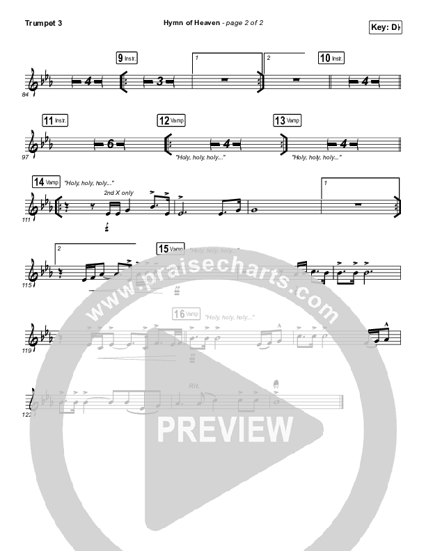 Hymn Of Heaven (Live) Trumpet 3 (Bethel Music / Brian Johnson / Zahriya Zachary)