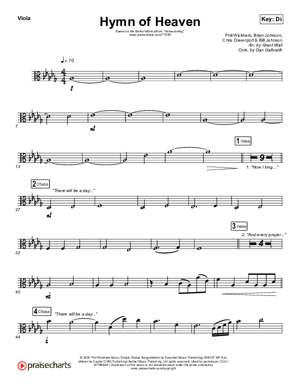 Hymn Of Heaven (Live) Viola (Bethel Music / Brian Johnson / Zahriya Zachary)