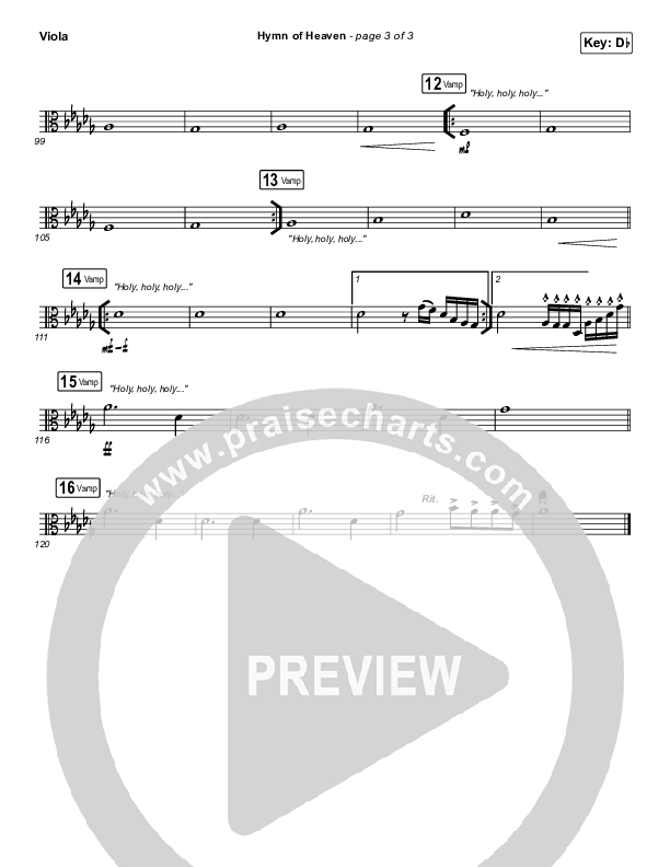 Hymn Of Heaven (Live) Viola (Bethel Music / Brian Johnson / Zahriya Zachary)