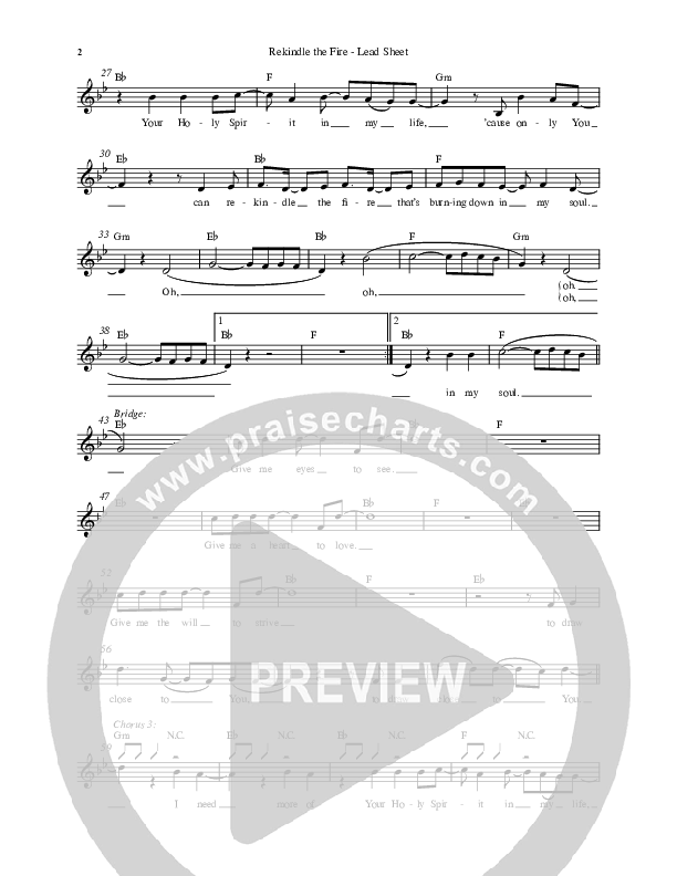 Rekindle The Fire Lead Sheet (Melody) (Revival Worship)