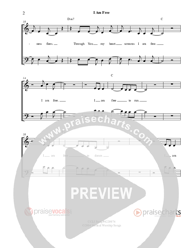 I Am Free Lead Sheet (PraiseVocals)