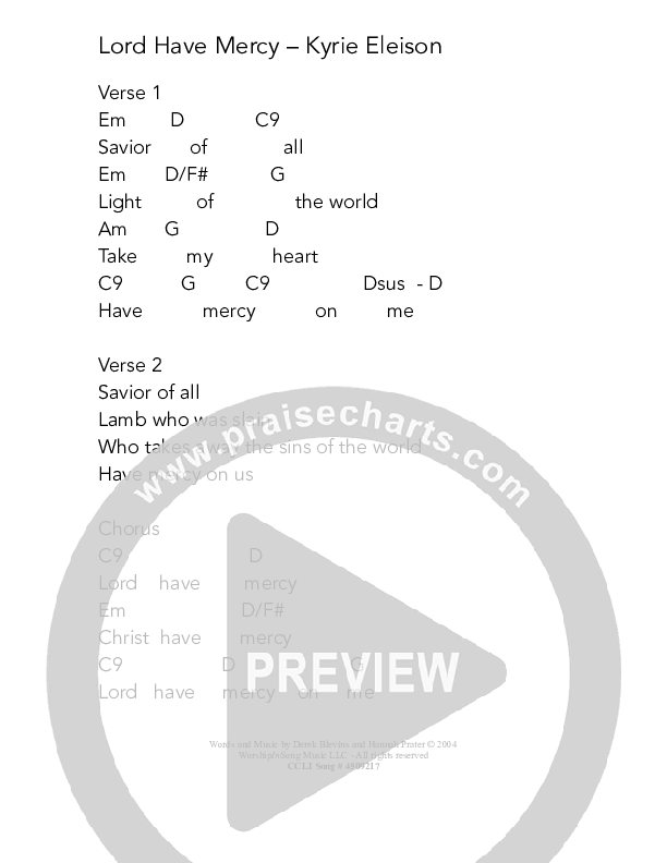 Lord Have Mercy Chord Chart (Revival Worship)