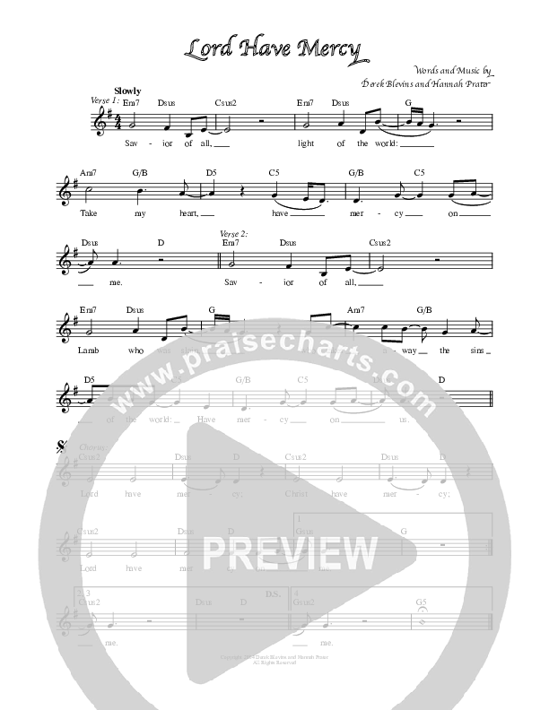 Lord Have Mercy Lead Sheet (Melody) (Revival Worship)