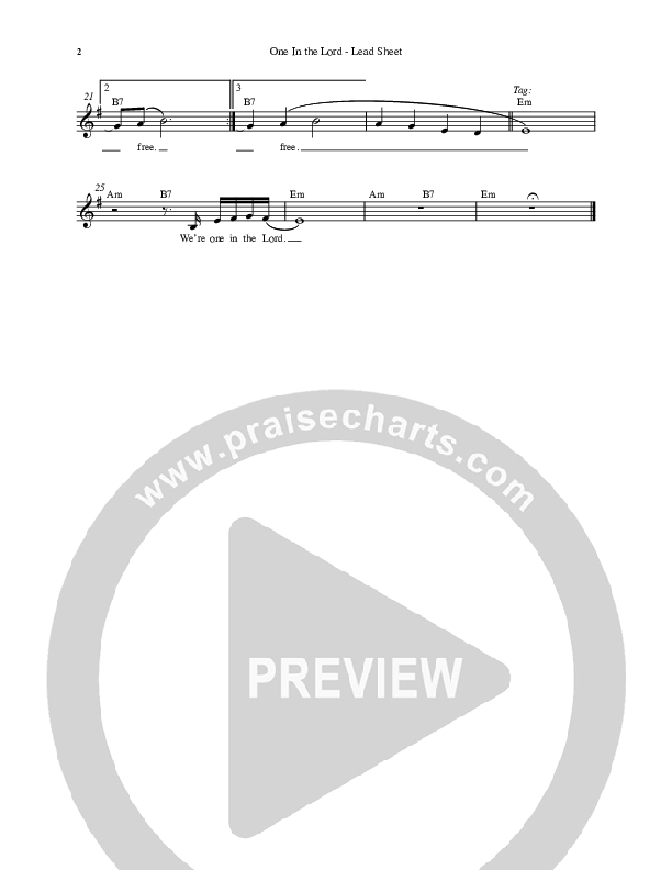 One In The Lord Lead Sheet (Melody) (Revival Worship)