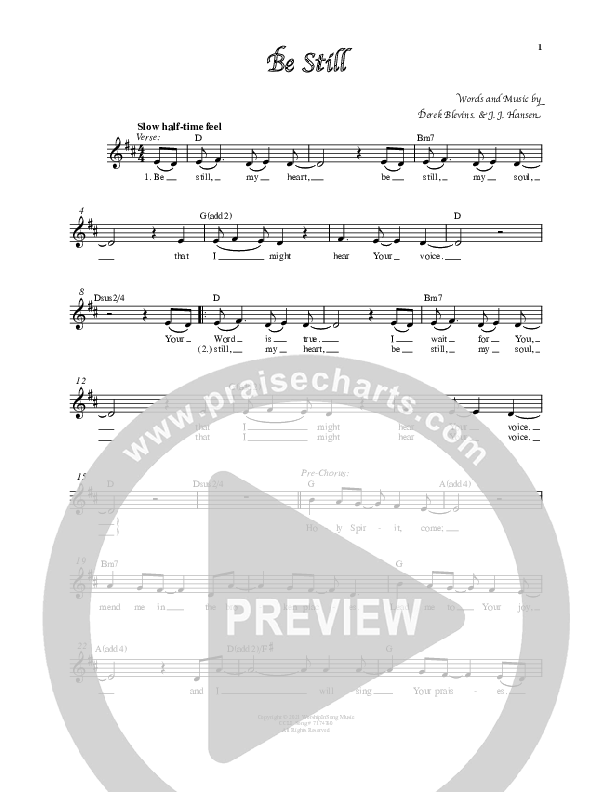 Be Still Lead Sheet (Melody) (Revival Worship)