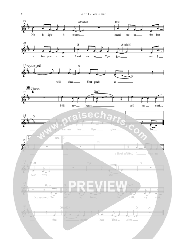 Be Still Lead Sheet (Melody) (Revival Worship)