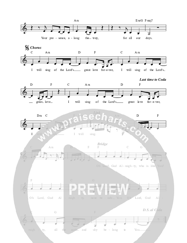 I Will Sing (Canyon Sessions) Lead Sheet (Sandra McCracken)