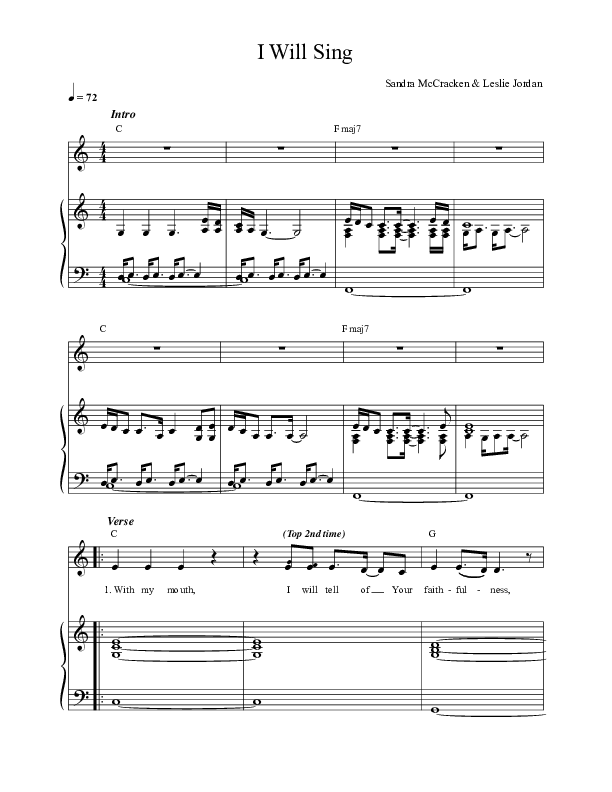 I Will Sing (Canyon Sessions) Lead & Piano (Sandra McCracken)