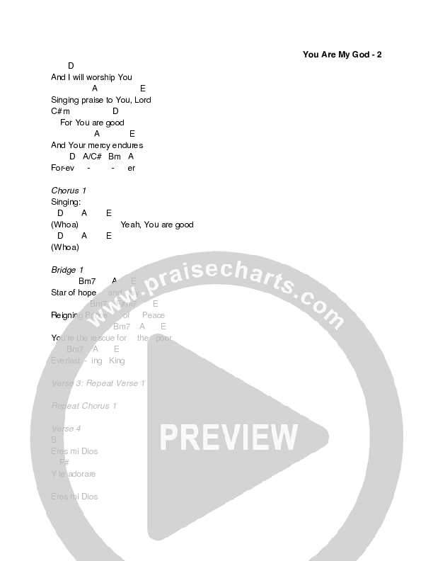 You Are My God / Eres Mi Dios Chord Chart (Revival Worship)