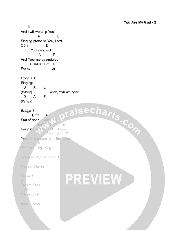 You Are My God / Eres Mi Dios Chord Chart (Revival Worship)