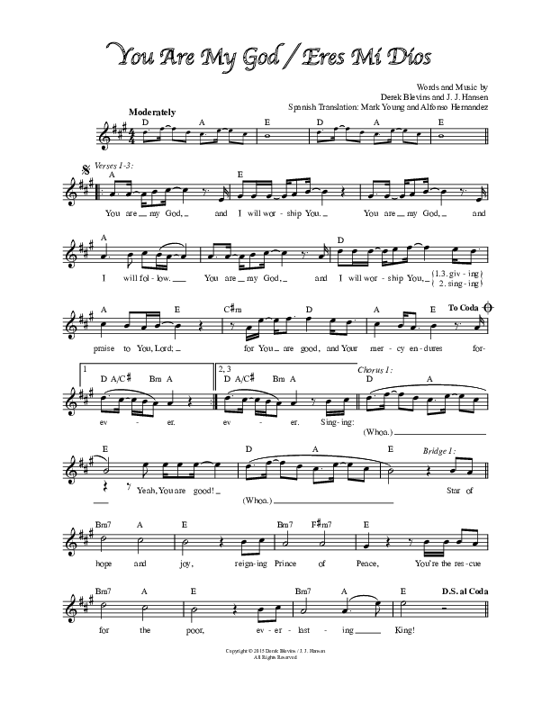 You Are My God / Eres Mi Dios Lead Sheet (Revival Worship)