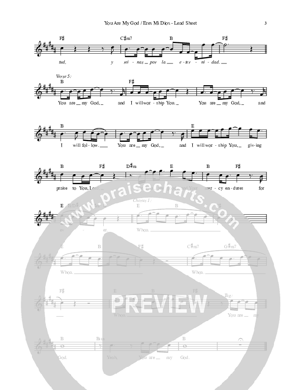 You Are My God / Eres Mi Dios Lead Sheet (Revival Worship)