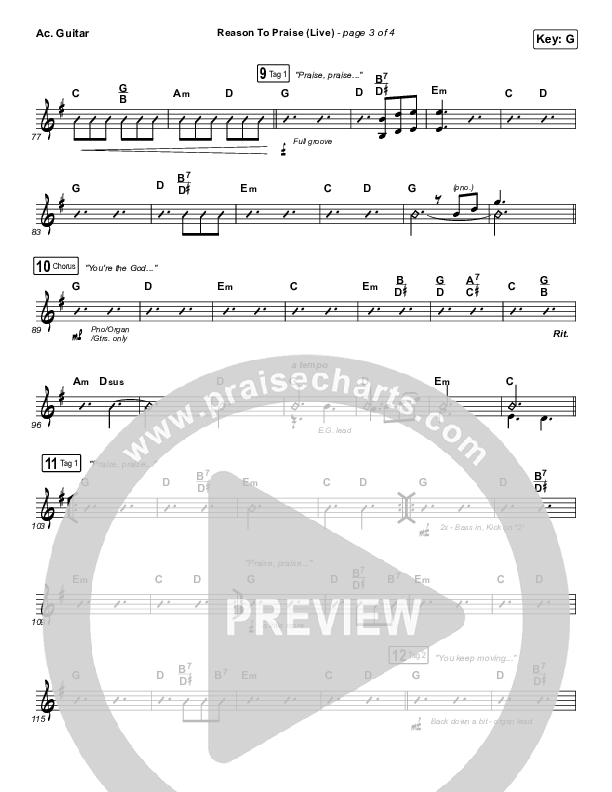 Reason To Praise (Live) Acoustic Guitar (Bethel Music / Cory Asbury / Naomi Raine)