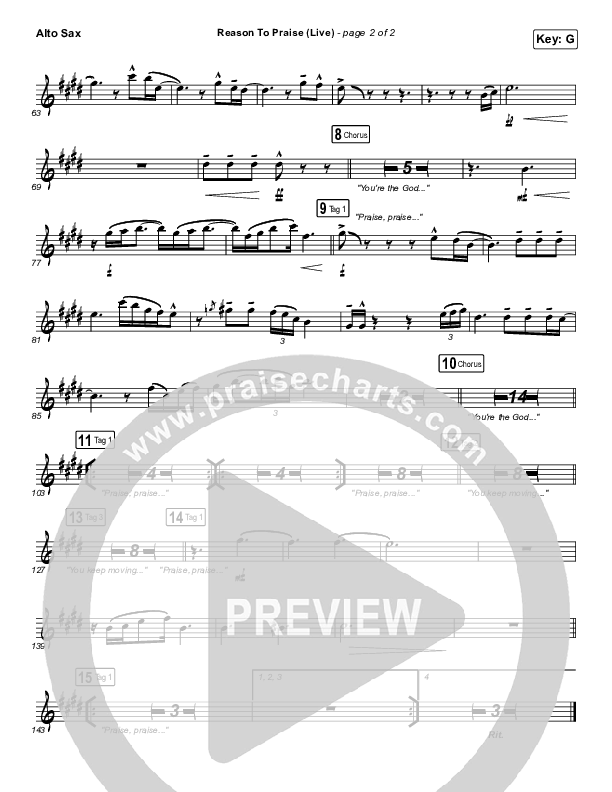 Reason To Praise (Live) Alto Sax (Bethel Music / Cory Asbury / Naomi Raine)