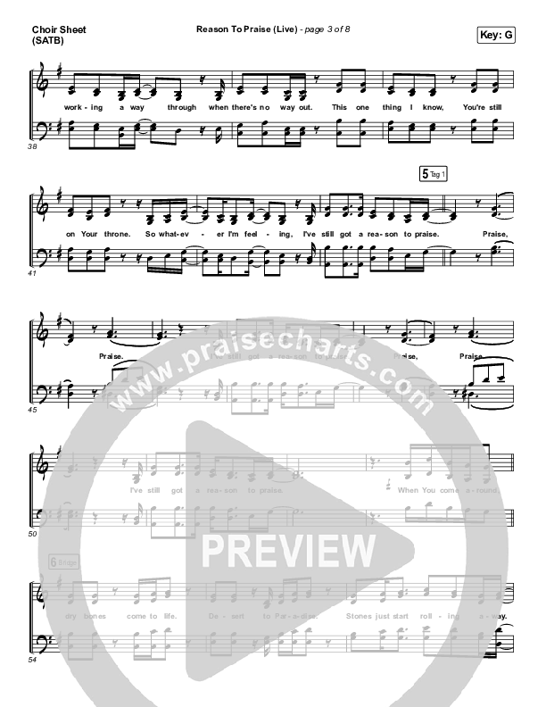 Reason To Praise (Live) Choir Vocals (SATB) (Bethel Music / Cory Asbury / Naomi Raine)