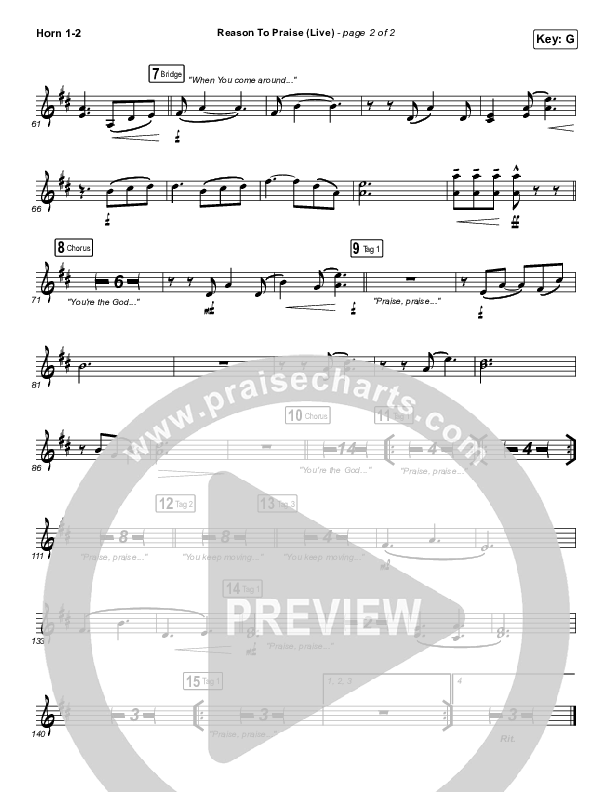 Reason To Praise (Live) French Horn 1/2 (Bethel Music / Cory Asbury / Naomi Raine)