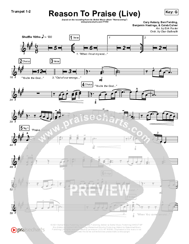 Reason To Praise (Live) Brass Pack (Bethel Music / Cory Asbury / Naomi Raine)