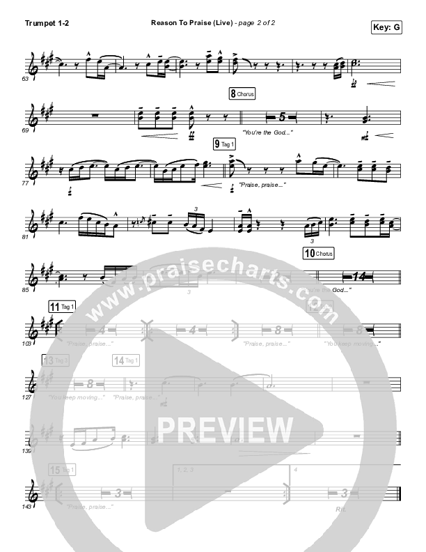 Reason To Praise (Live) Trumpet 1,2 (Bethel Music / Cory Asbury / Naomi Raine)