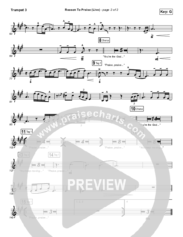 Reason To Praise (Live) Trumpet 3 (Bethel Music / Cory Asbury / Naomi Raine)