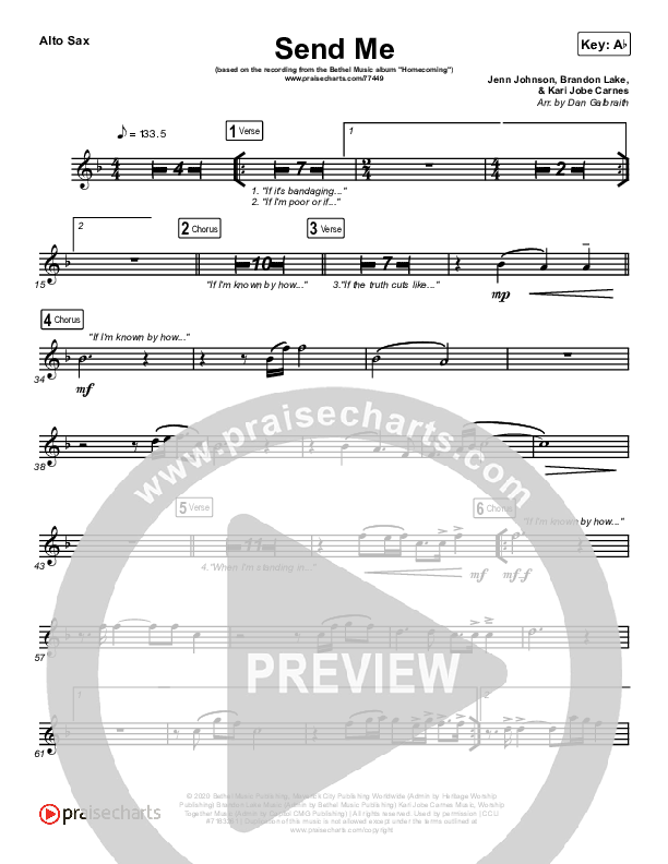 Send Me (Live) Alto Sax (Bethel Music / Jenn Johnson / Chris Quilala)