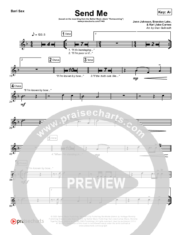 Send Me (Live) Bari Sax (Bethel Music / Jenn Johnson / Chris Quilala)