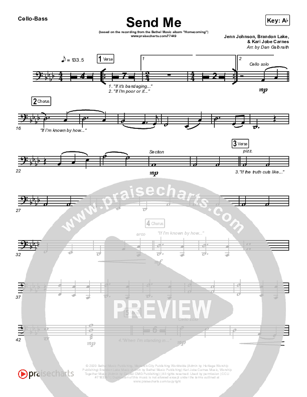 Send Me (Live) Cello/Bass (Bethel Music / Jenn Johnson / Chris Quilala)