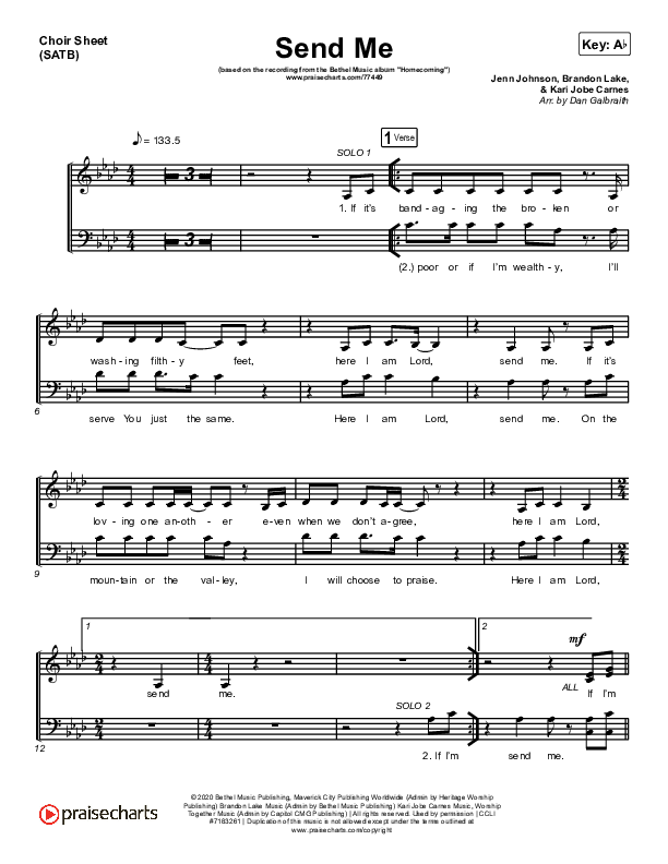 Send Me (Live) Choir Vocals (SATB) (Bethel Music / Jenn Johnson / Chris Quilala)