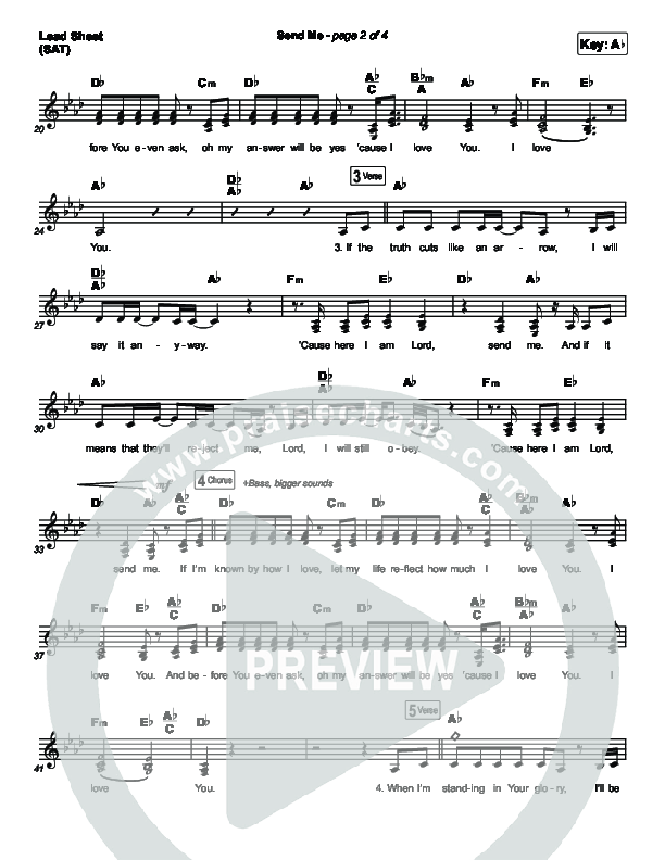 Send Me (Live) Lead Sheet (SAT) (Bethel Music / Jenn Johnson / Chris Quilala)