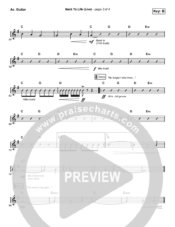 Back To Life (Live) Acoustic Guitar (Bethel Music / Zahriya Zachary)