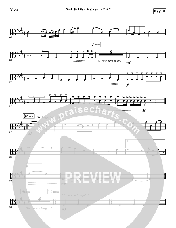 Back To Life (Live) Viola (Bethel Music / Zahriya Zachary)