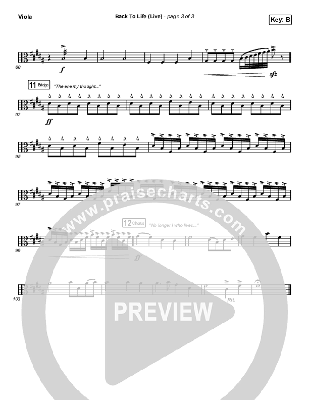 Back To Life (Live) Viola (Bethel Music / Zahriya Zachary)