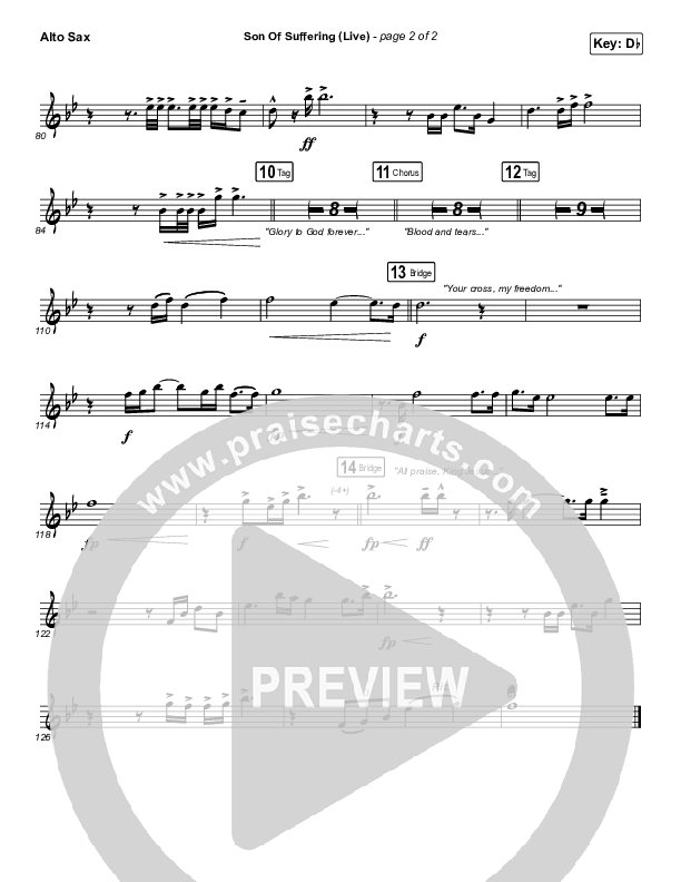 Son Of Suffering (Live) Alto Sax (Bethel Music / David Funk / Matt Redman)