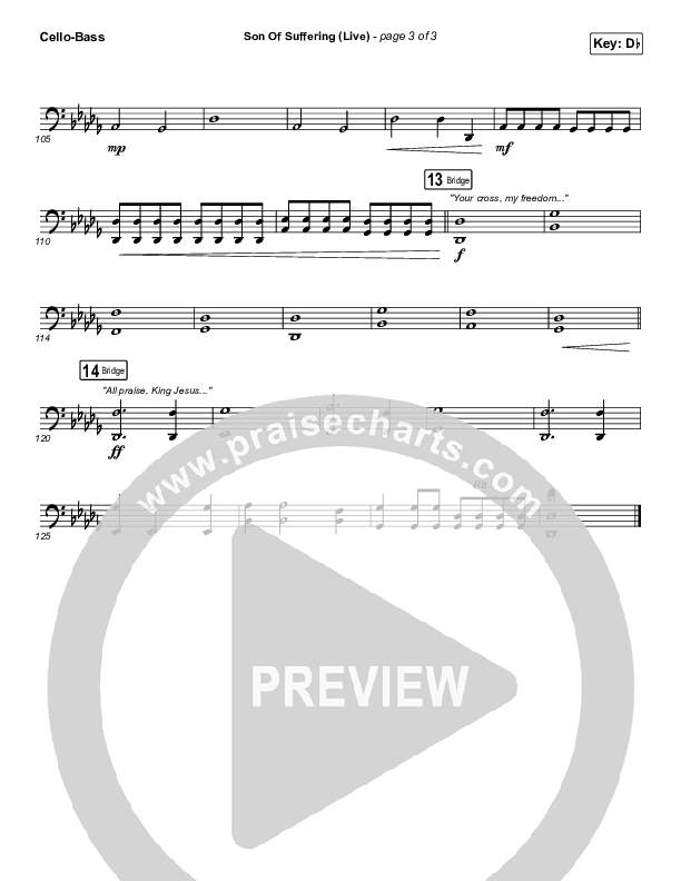Son Of Suffering (Live) Cello/Bass (Bethel Music / David Funk / Matt Redman)