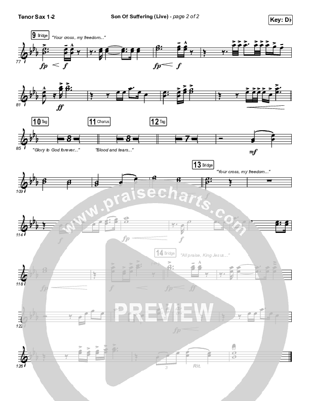 Son Of Suffering (Live) Tenor Sax 1/2 (Bethel Music / David Funk / Matt Redman)