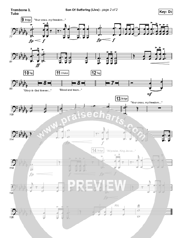 Son Of Suffering (Live) Trombone 3/Tuba (Bethel Music / David Funk / Matt Redman)
