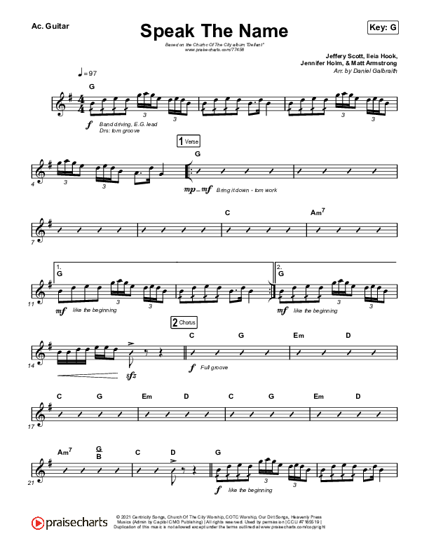 Speak The Name Acoustic Guitar (Church Of The City / Ileia Sheraé)