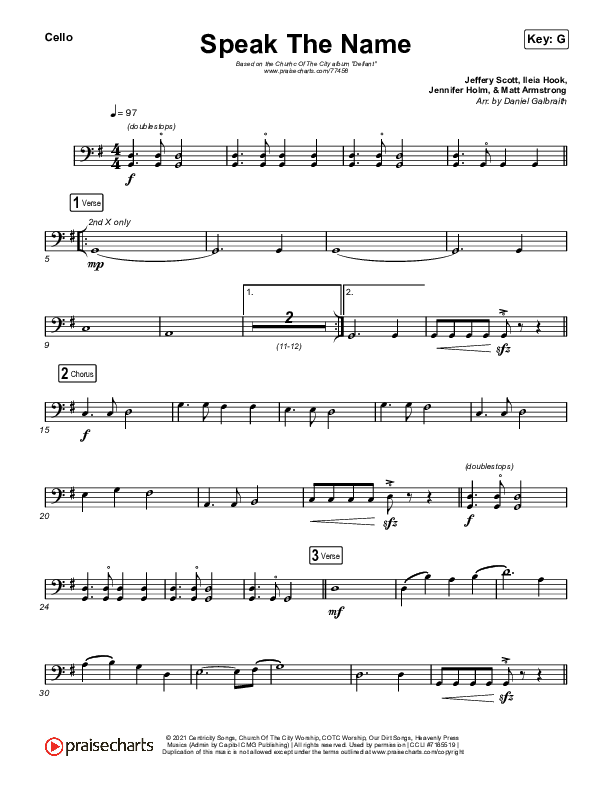 Speak The Name Cello (Church Of The City / Ileia Sheraé)