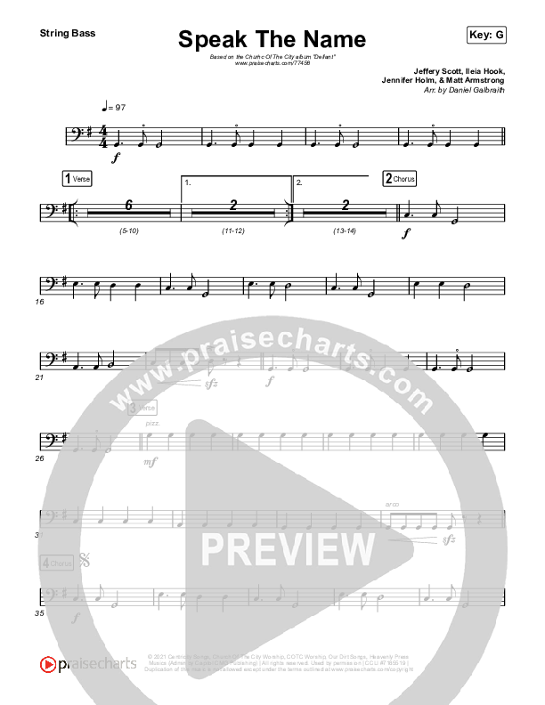 Speak The Name Double Bass (Church Of The City / Ileia Sheraé)