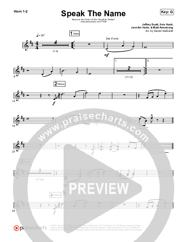 Speak The Name French Horn 1/2 (Church Of The City / Ileia Sheraé)