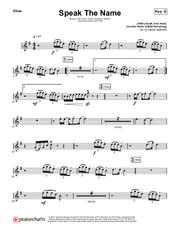 Speak The Name Oboe (Church Of The City / Ileia Sheraé)