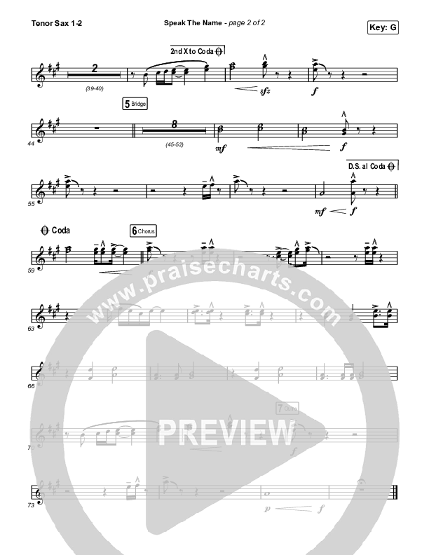 Speak The Name Tenor Sax 1/2 (Church Of The City / Ileia Sheraé)