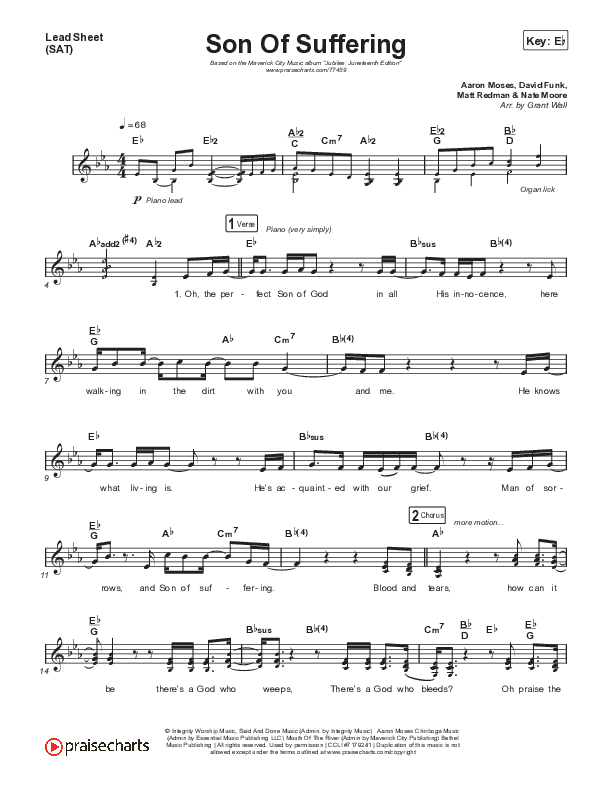 Son Of Suffering Lead Sheet (SAT) (Maverick City Music)