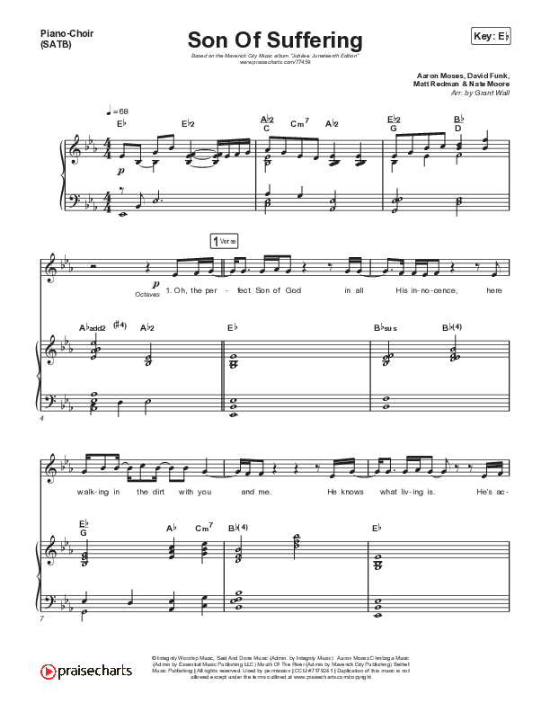 Son Of Suffering Piano/Vocal Pack (Maverick City Music)