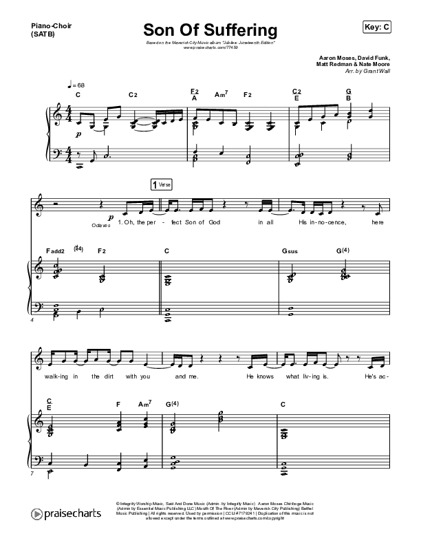 Son Of Suffering Piano/Vocal (SATB) (Maverick City Music)
