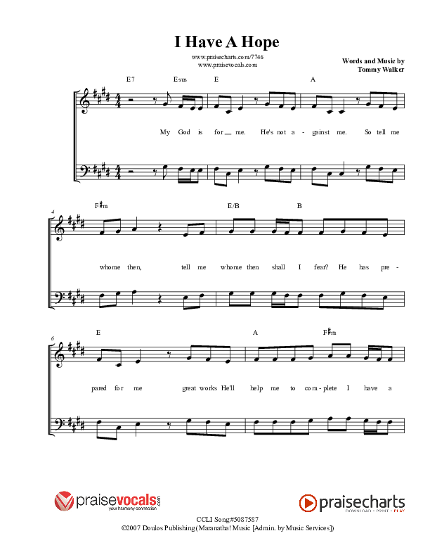 I Have A Hope Lead Sheet (PraiseVocals)