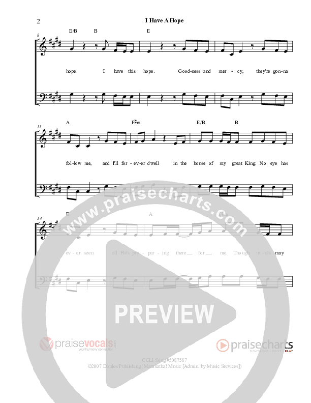I Have A Hope Lead Sheet (PraiseVocals)