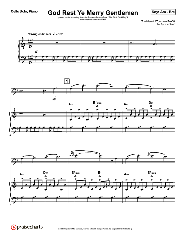 God Rest Ye Merry Gentlemen (Instrumental) Cello Solo Piano (Tommee Profitt)