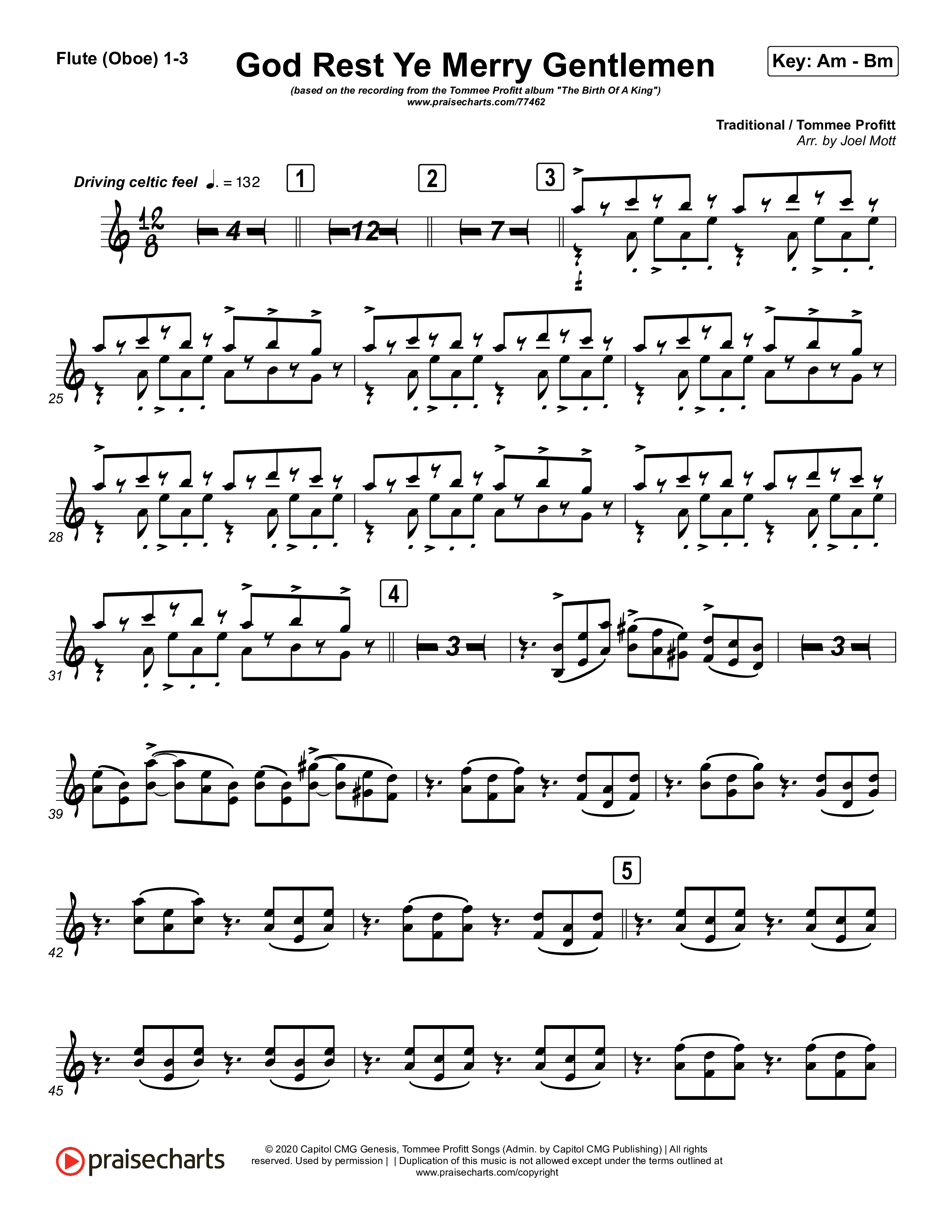 God Rest Ye Merry Gentlemen (Instrumental) Flute/Oboe 1/2/3 (Tommee Profitt / Tina Guo)